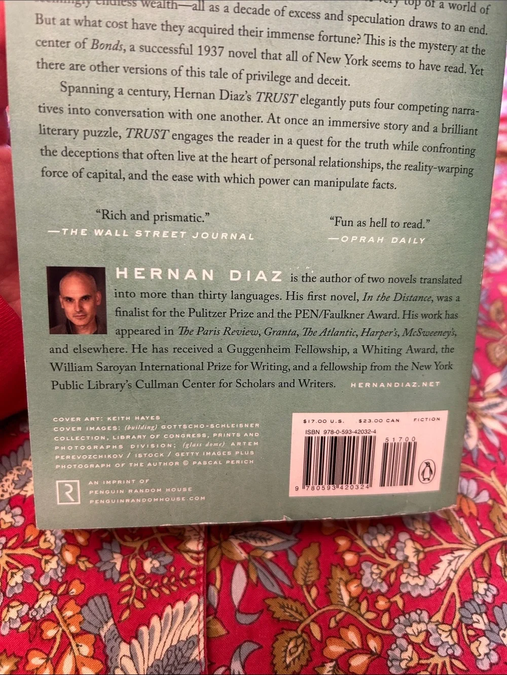 Trust by Hernan Diaz - Hardcover Book, Teal Cover
